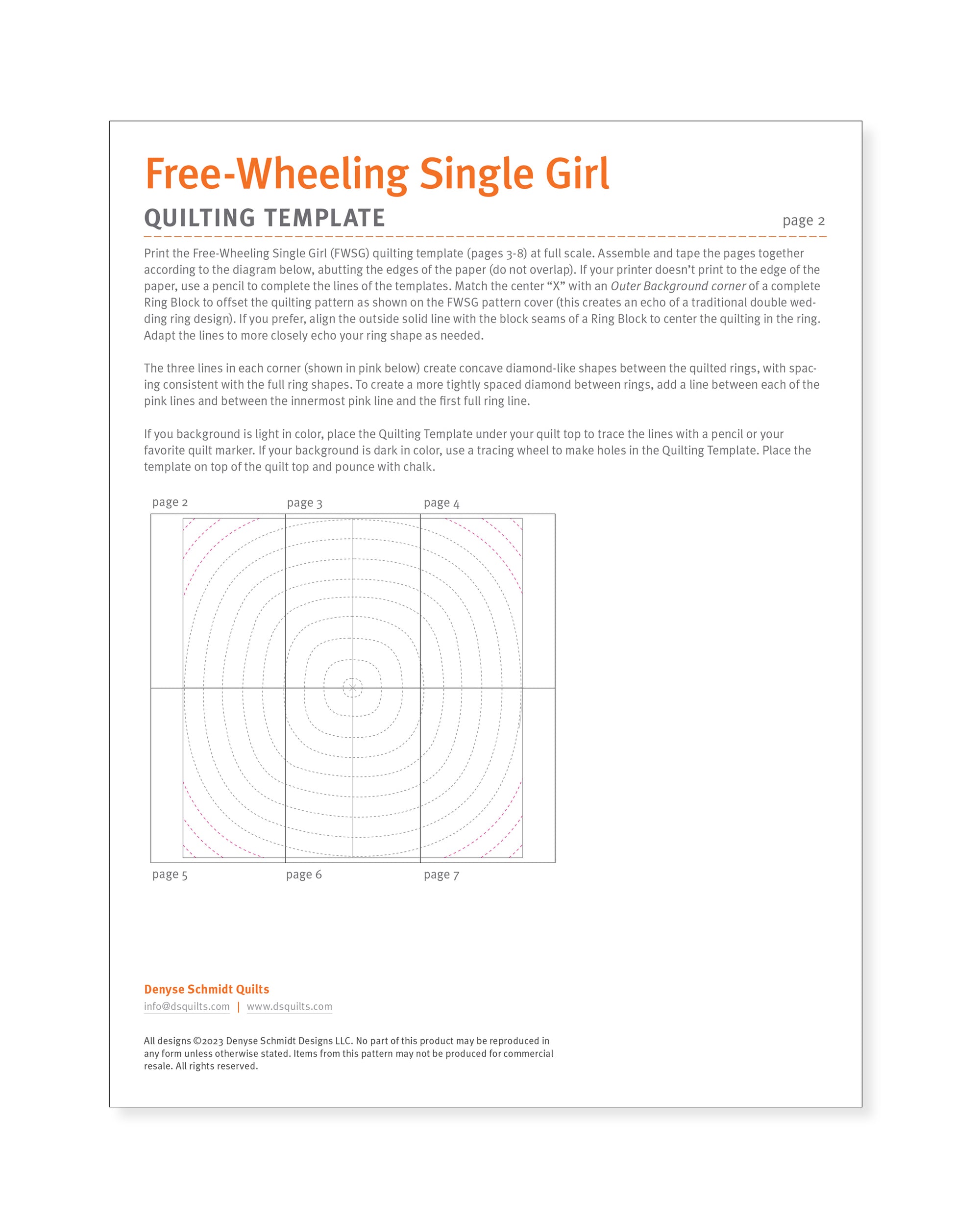 Free-Wheeling Single Girl quilting template